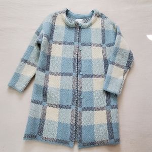 JOA Los Angeles wool blend felt plaid blue jacket small